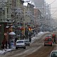 Ulica Piotrkowska w zimowej szacie.